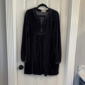 Bad Little Country Girl Velvet Look Long Sleeve Dress